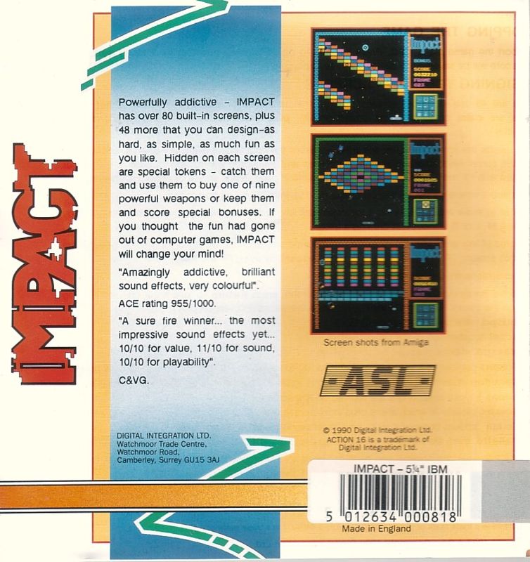 Back Cover for Blockbuster (DOS) (Action Sixteen Release)
