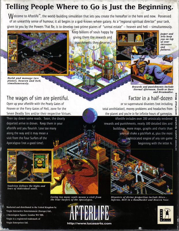 Back Cover for Afterlife (DOS and Windows)
