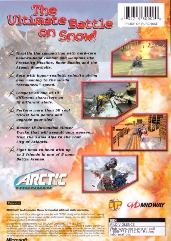 Back Cover for Arctic Thunder (Xbox)