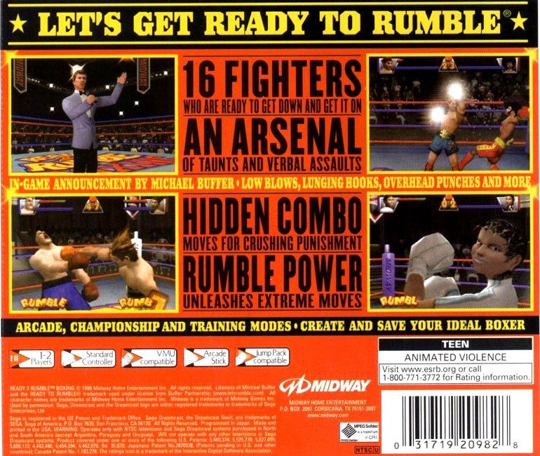 Back Cover for Ready 2 Rumble Boxing (Dreamcast)