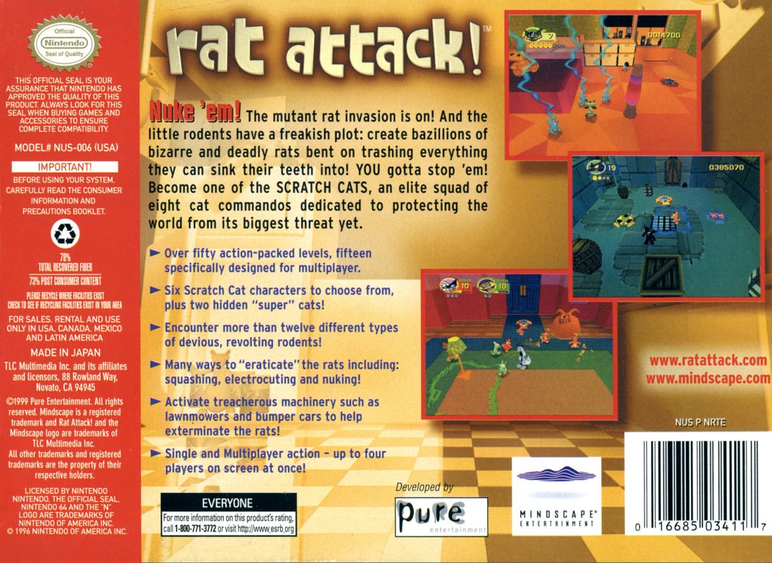 Back Cover for Rat Attack! (Nintendo 64)