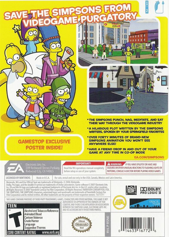 Back Cover for The Simpsons Game (Wii)