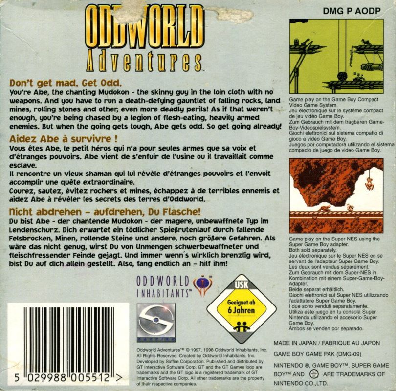 Oddworld Adventures cover or packaging material - MobyGames