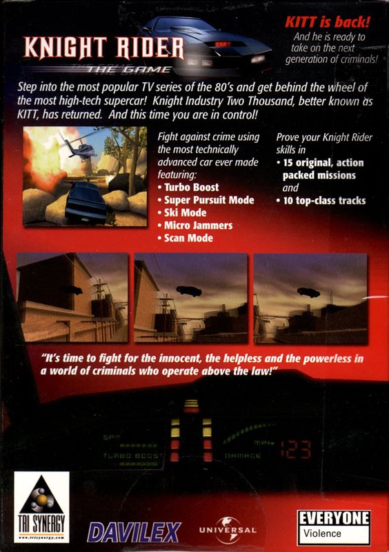 Back Cover for Knight Rider: The Game (Windows)