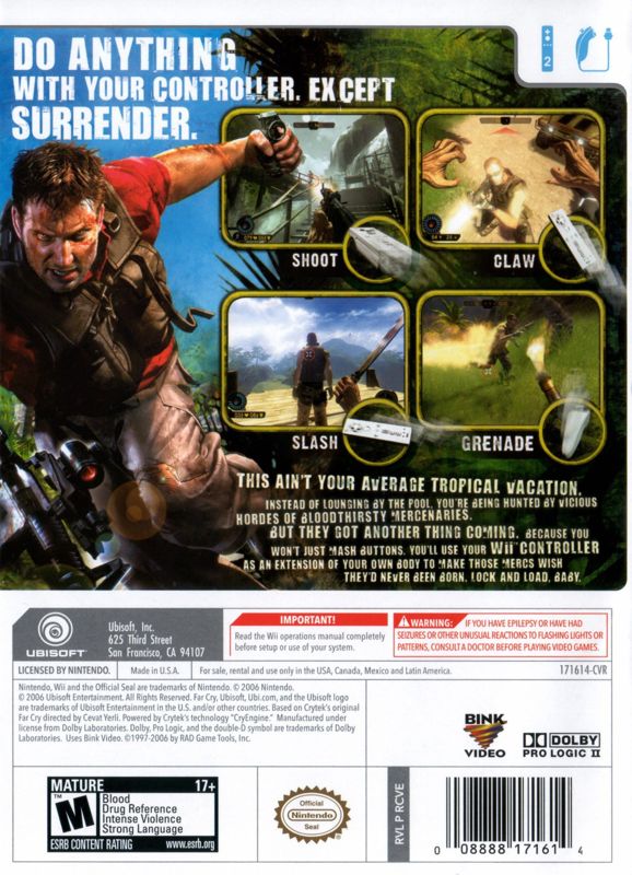 Back Cover for Far Cry: Vengeance (Wii)