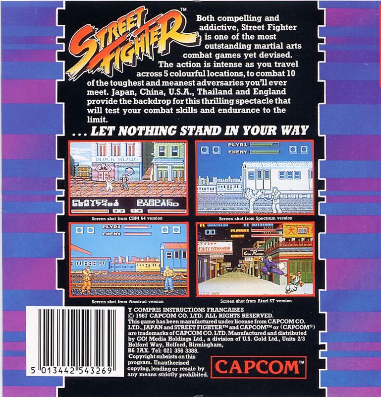 Back Cover for Street Fighter (Commodore 64)