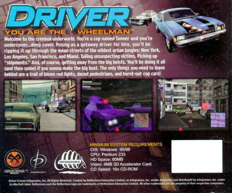 Back Cover for Driver (Windows) (Infogrames re-release)