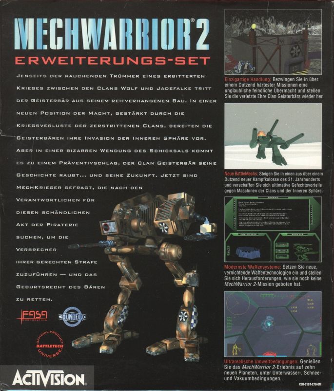 Back Cover for MechWarrior 2: Ghost Bear's Legacy (DOS)