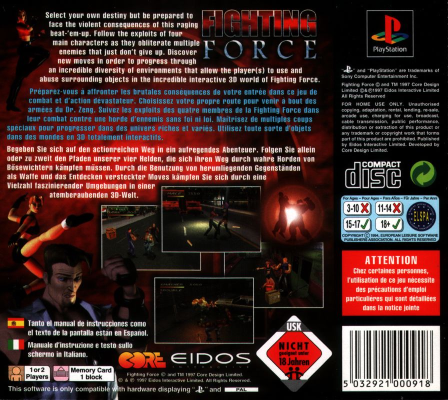 Back Cover for Fighting Force (PlayStation)