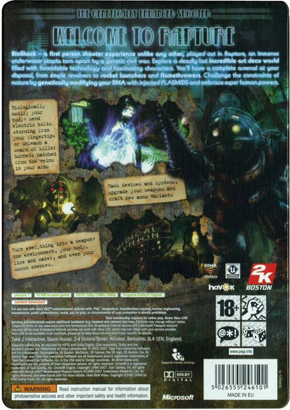 Back Cover for BioShock (Xbox 360)