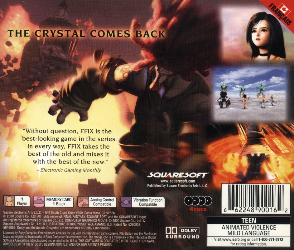 Back Cover for Final Fantasy IX (PlayStation)