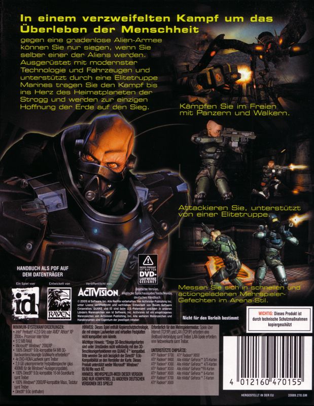 Back Cover for Quake 4 (Windows) (Software Pyramide release)