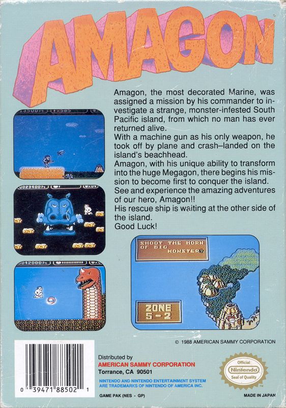 Back Cover for Amagon (NES)