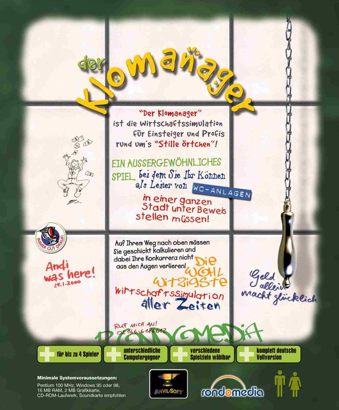 Back Cover for Der Klomanager (Windows) (Promotional)