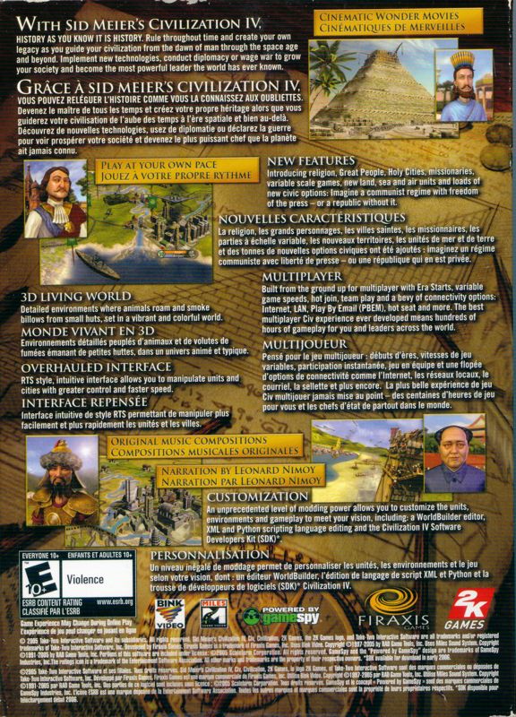 Back Cover for Sid Meier's Civilization IV (Windows)