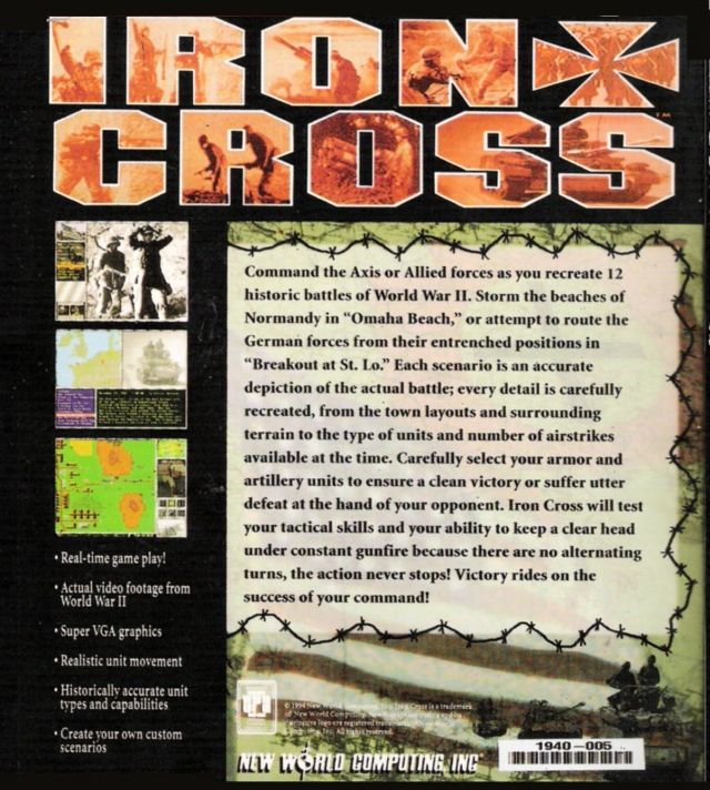 Back Cover for Iron Cross (DOS)
