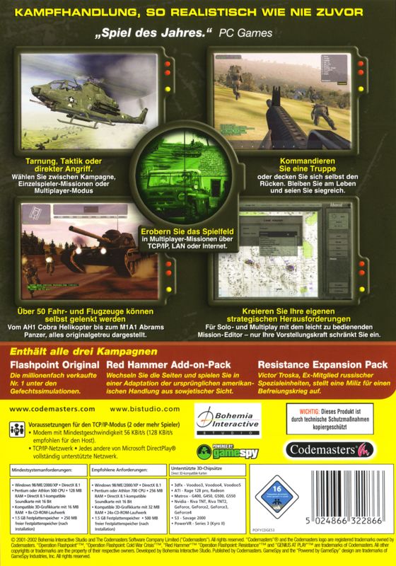 Back Cover for Operation Flashpoint: Game of the Year Edition (Windows) (Bestsellers release)