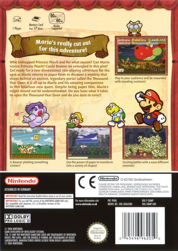 Back Cover for Paper Mario: The Thousand-Year Door (GameCube)
