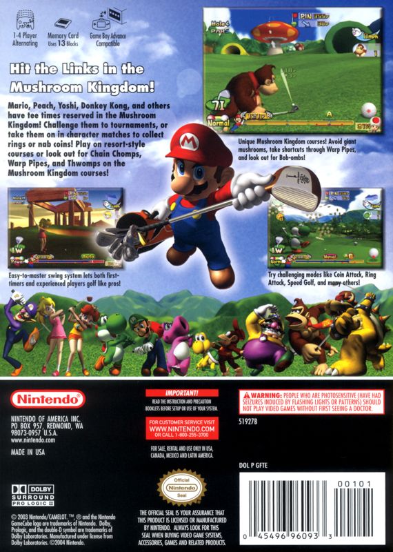 Back Cover for Mario Golf: Toadstool Tour (GameCube) (Player's Choice release)