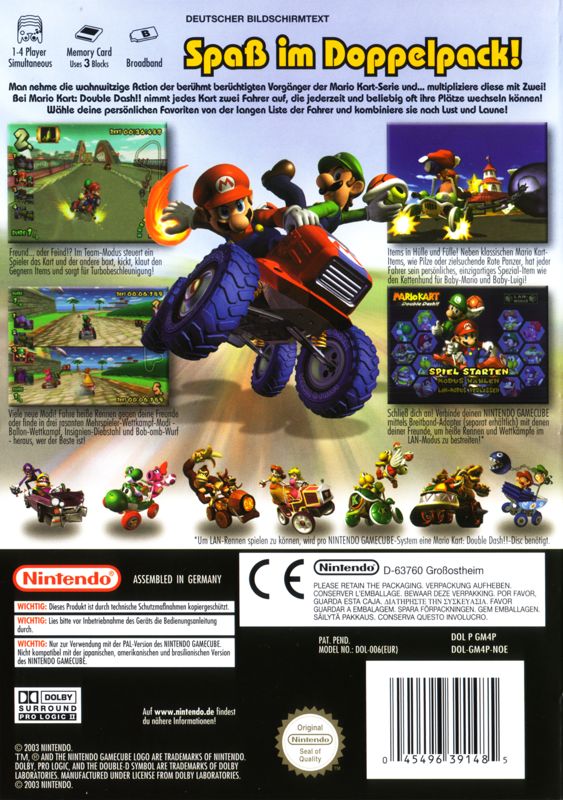 Back Cover for Mario Kart: Double Dash!! (GameCube)