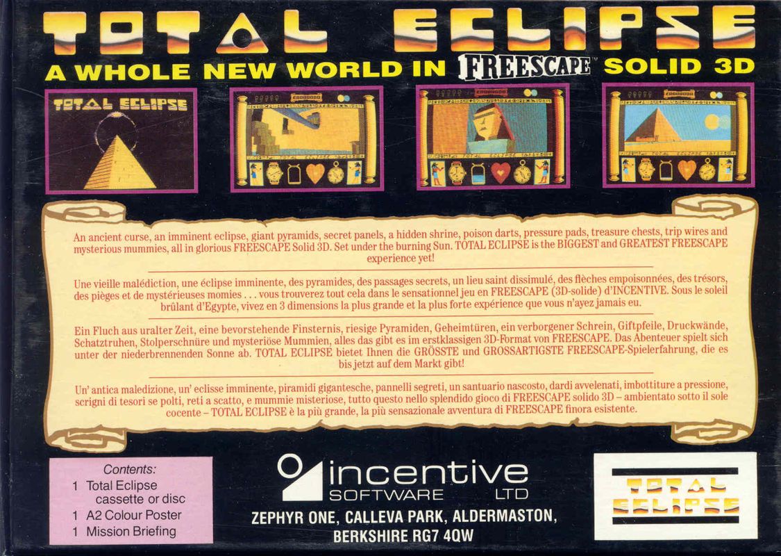 Back Cover for Total Eclipse (ZX Spectrum)