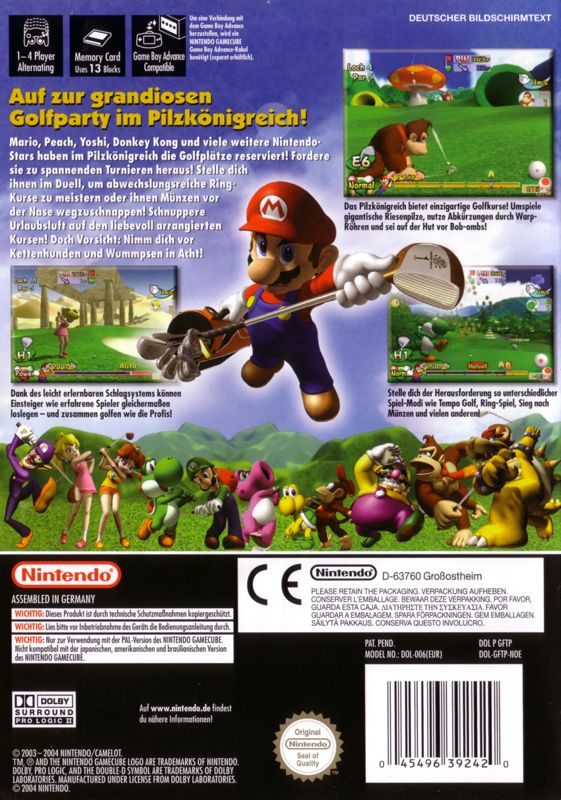 Back Cover for Mario Golf: Toadstool Tour (GameCube)