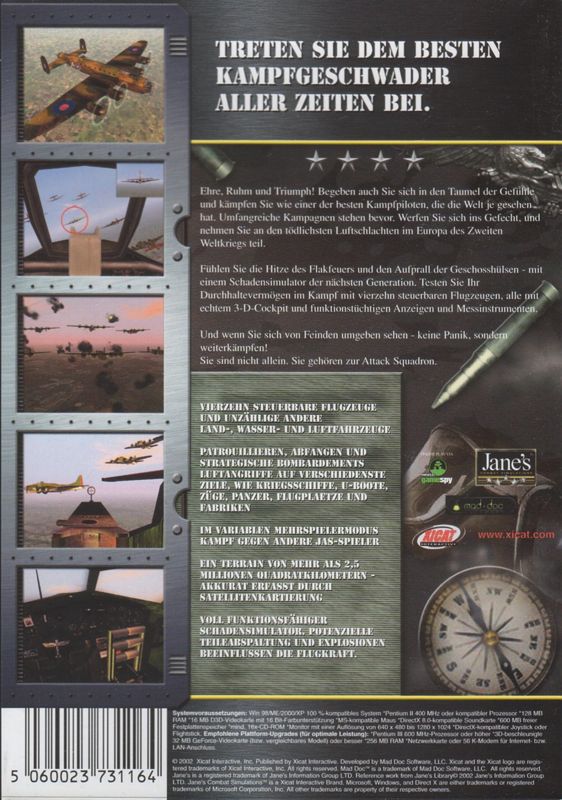 Back Cover for Jane's Combat Simulations: Attack Squadron (Windows)