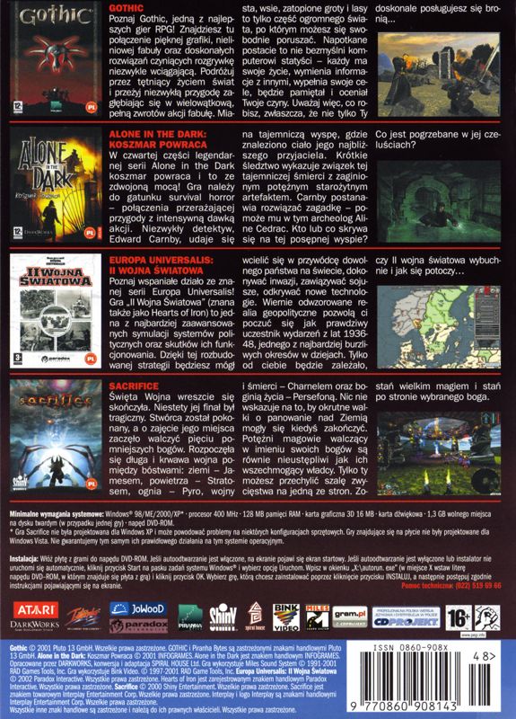 Back Cover for Alone in the Dark: The New Nightmare (Windows) (Bundled with Gazeta Wyborcza #279/2007)