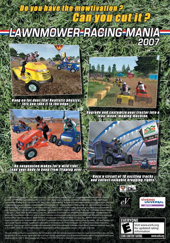Back Cover for Lawnmower Racing Mania 2007 (Windows)