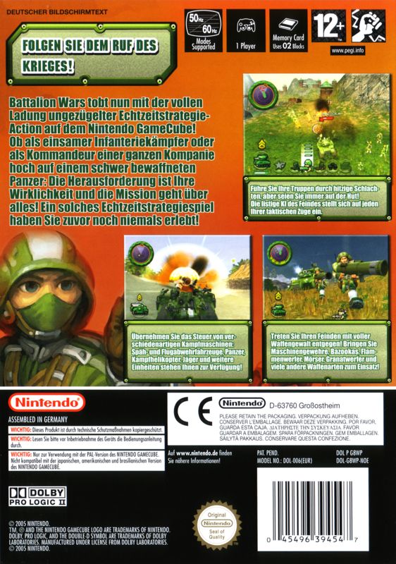 Back Cover for Battalion Wars (GameCube)