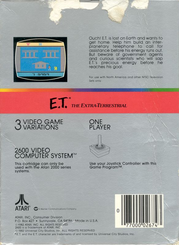 Back Cover for E.T. The Extra-Terrestrial (Atari 2600)