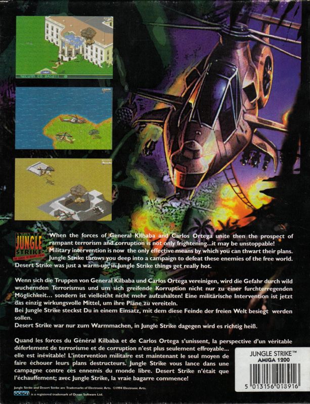 Back Cover for Jungle Strike (Amiga) (Amiga 1200 / 4000 AGA version)