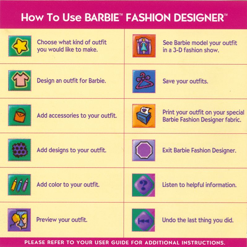 Inside Cover for Barbie Fashion Designer (Windows and Windows 3.x)