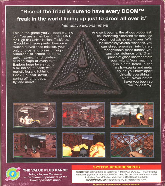 Back Cover for Rise of the Triad: Dark War (DOS) (Budget re-release)