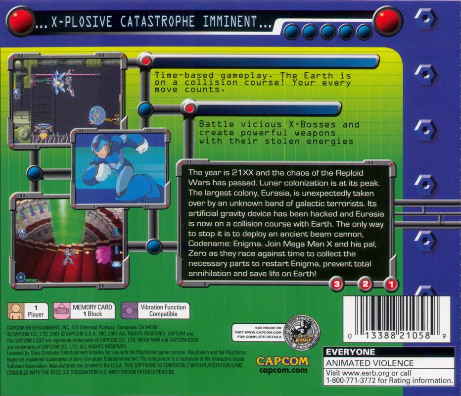 Back Cover for Mega Man X5 (PlayStation)