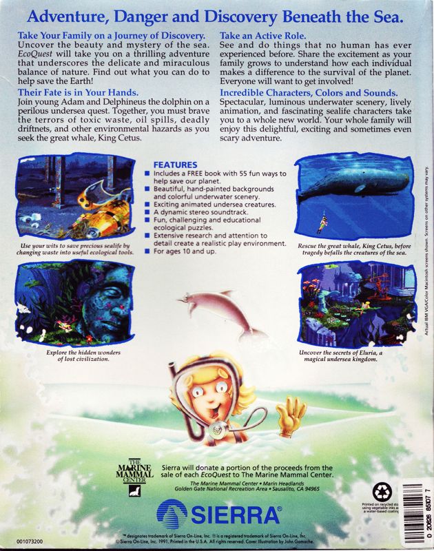 Back Cover for EcoQuest: The Search for Cetus (DOS) (VGA 3.5" disk release)