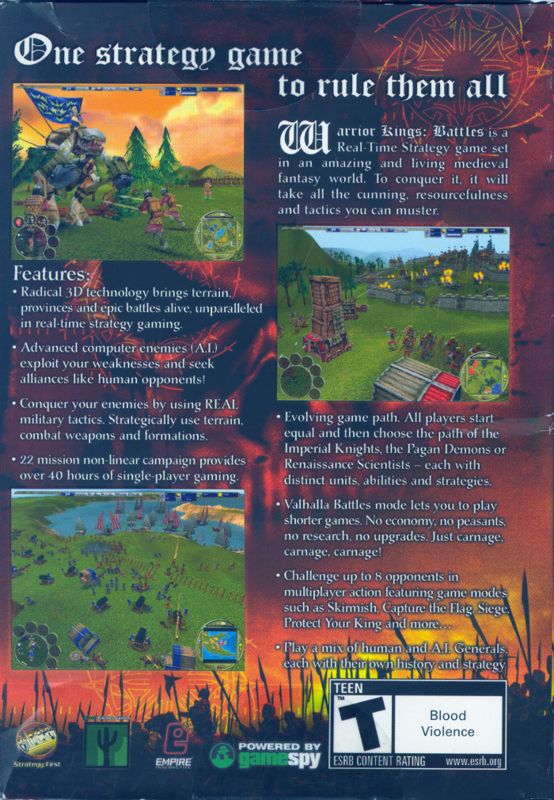 Back Cover for Warrior Kings: Battles (Windows)