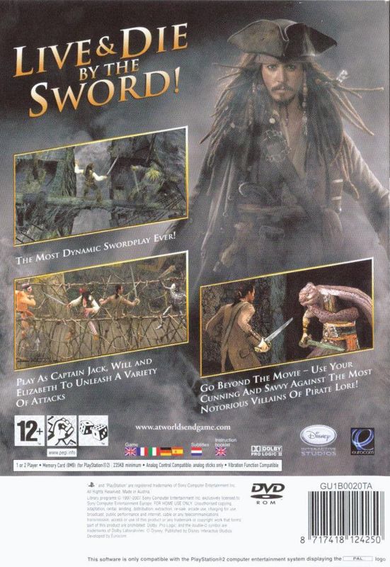 Back Cover for Disney Pirates of the Caribbean: At World's End (PlayStation 2)