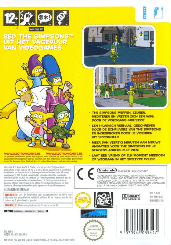 Back Cover for The Simpsons Game (Wii)
