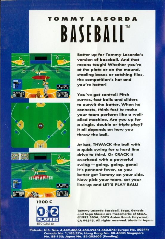 Tommy Lasorda Baseball cover or packaging material - MobyGames