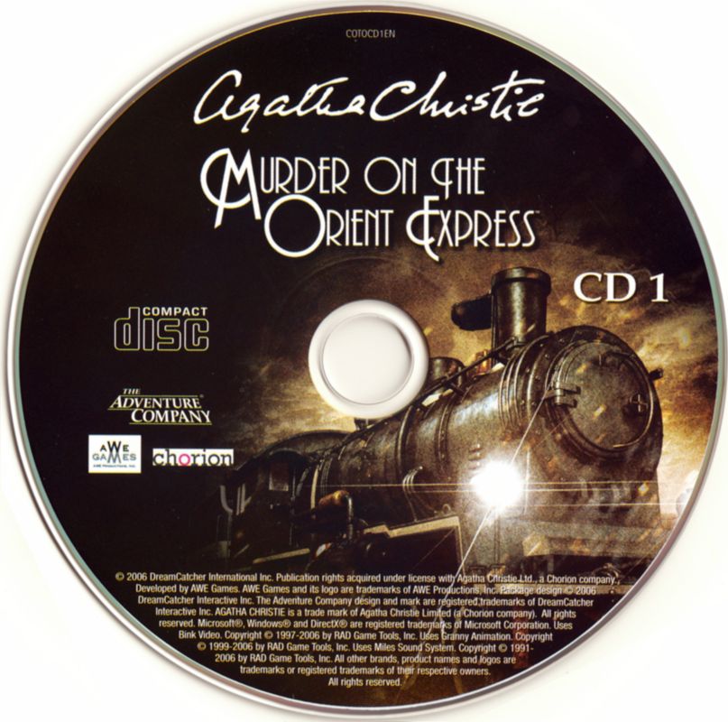 Media for Agatha Christie: Murder on the Orient Express (Windows): Disc 1/2
