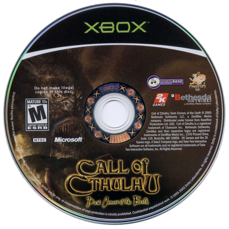 Media for Call of Cthulhu: Dark Corners of the Earth (Xbox)
