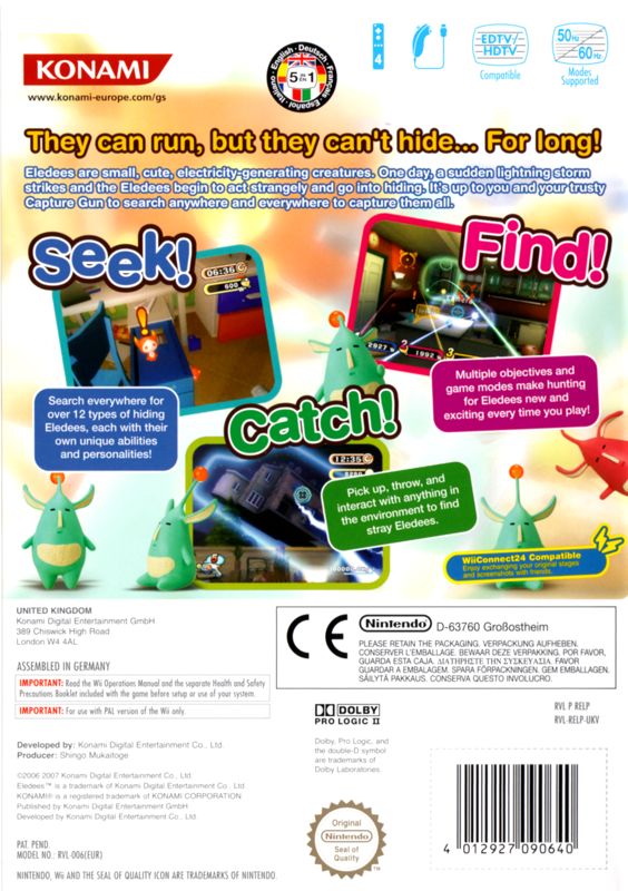 Back Cover for Elebits (Wii)