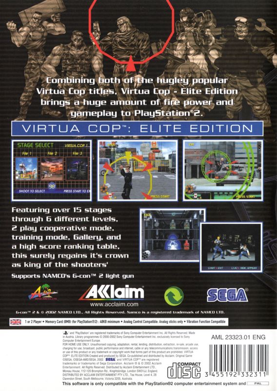 Back Cover for Virtua Cop: Elite Edition (PlayStation 2)