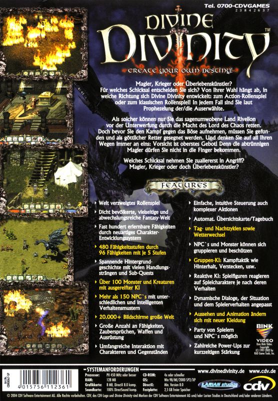 Back Cover for Divine Divinity (Windows) (2004 release)