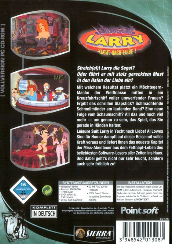 Back Cover for Leisure Suit Larry: Love for Sail! (Windows) (Back to Games release)