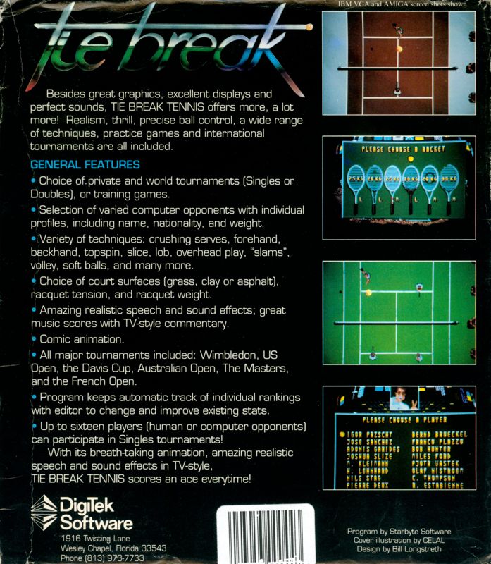 Back Cover for Tie Break (DOS) (5.25" disk release)