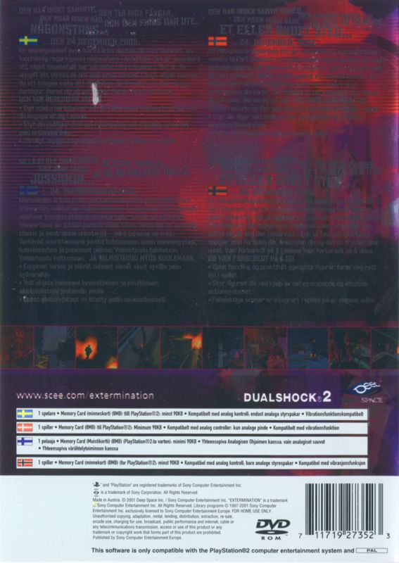 Back Cover for Extermination (PlayStation 2)