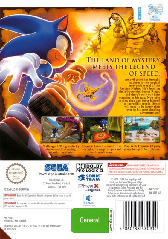 Sonic and the Secret Rings cover or packaging material MobyGames