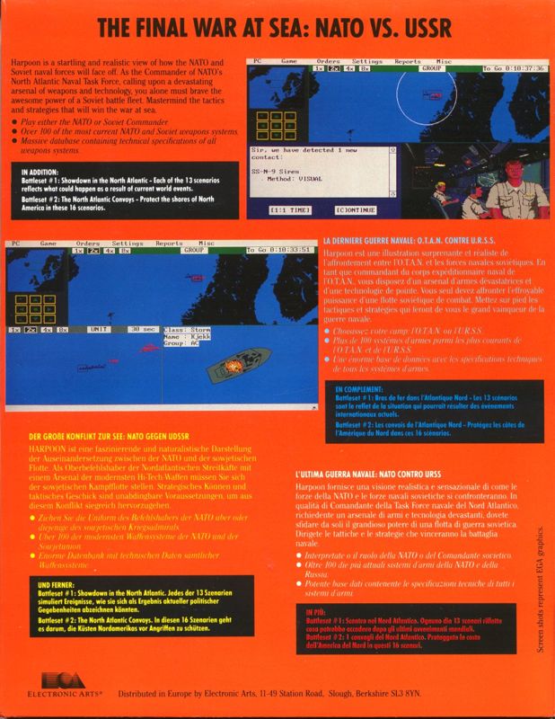 Back Cover for Harpoon & Battleset 2 (DOS) (With English stickers)